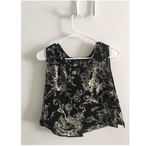 Black Unique-design crop top